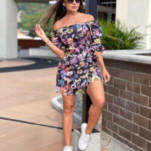 Vestido estampado cruzado en talla L